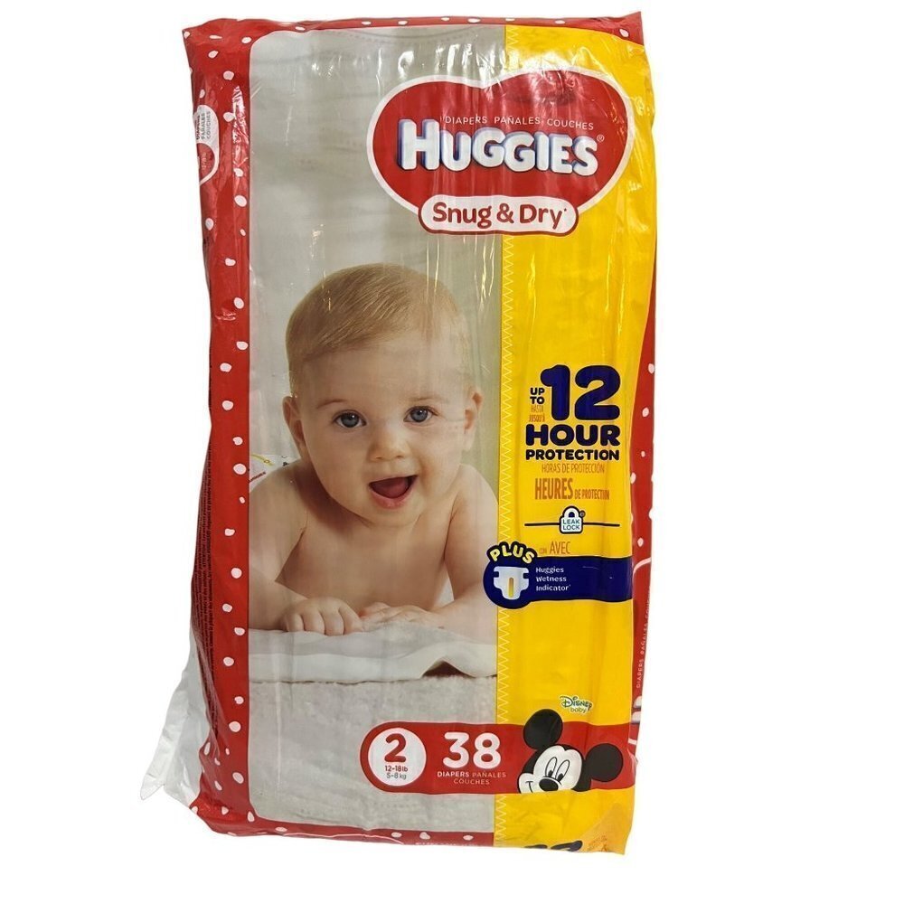 Huggies Snug and Dry Disney Baby Disposable Diapers Size 2 Mickey Mouse New USA